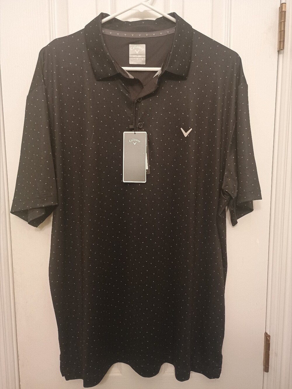Callaway Black Golf Polo with Micro Arrow Logo Pattern Size Large (NWT)